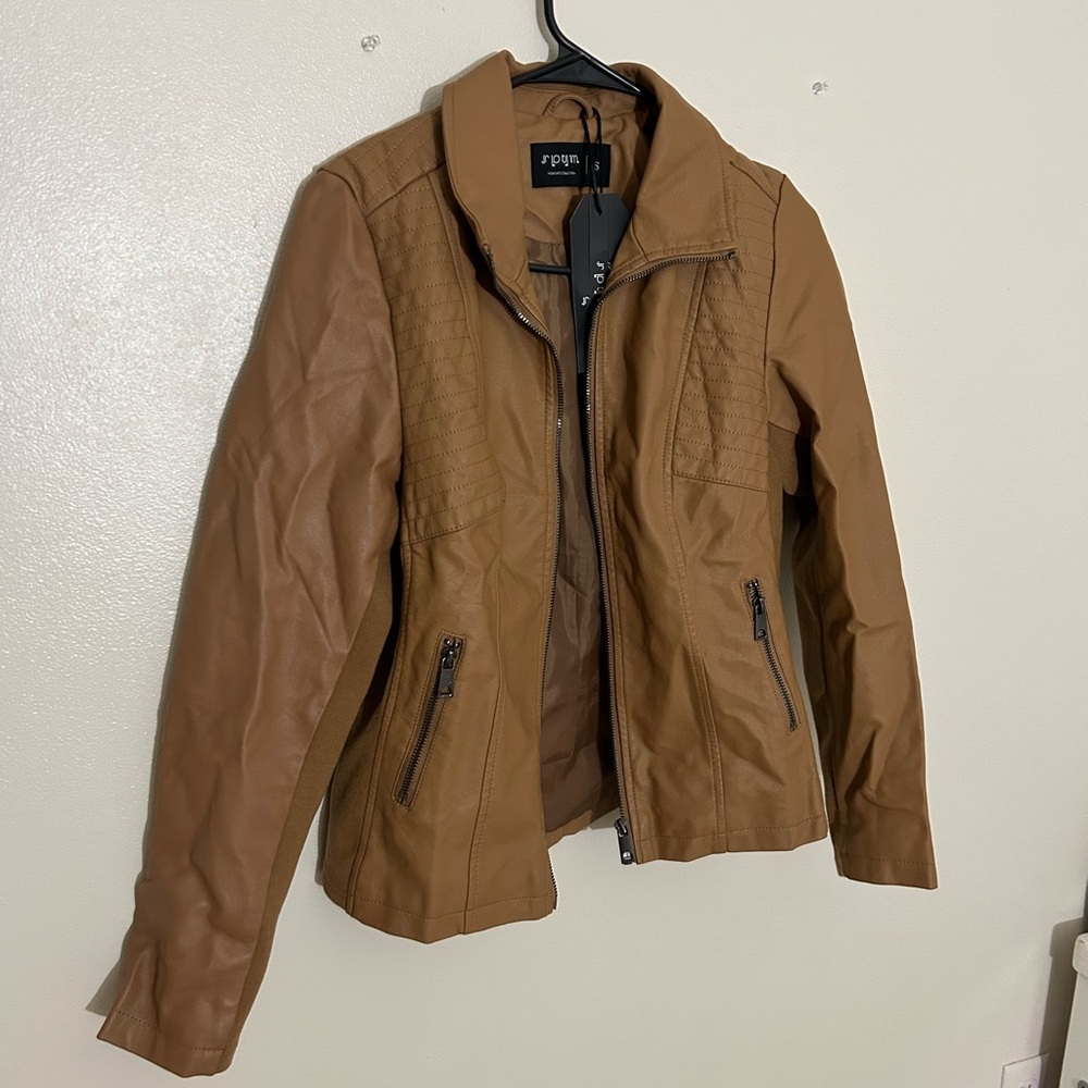 Tan Leather Jacket- Size S